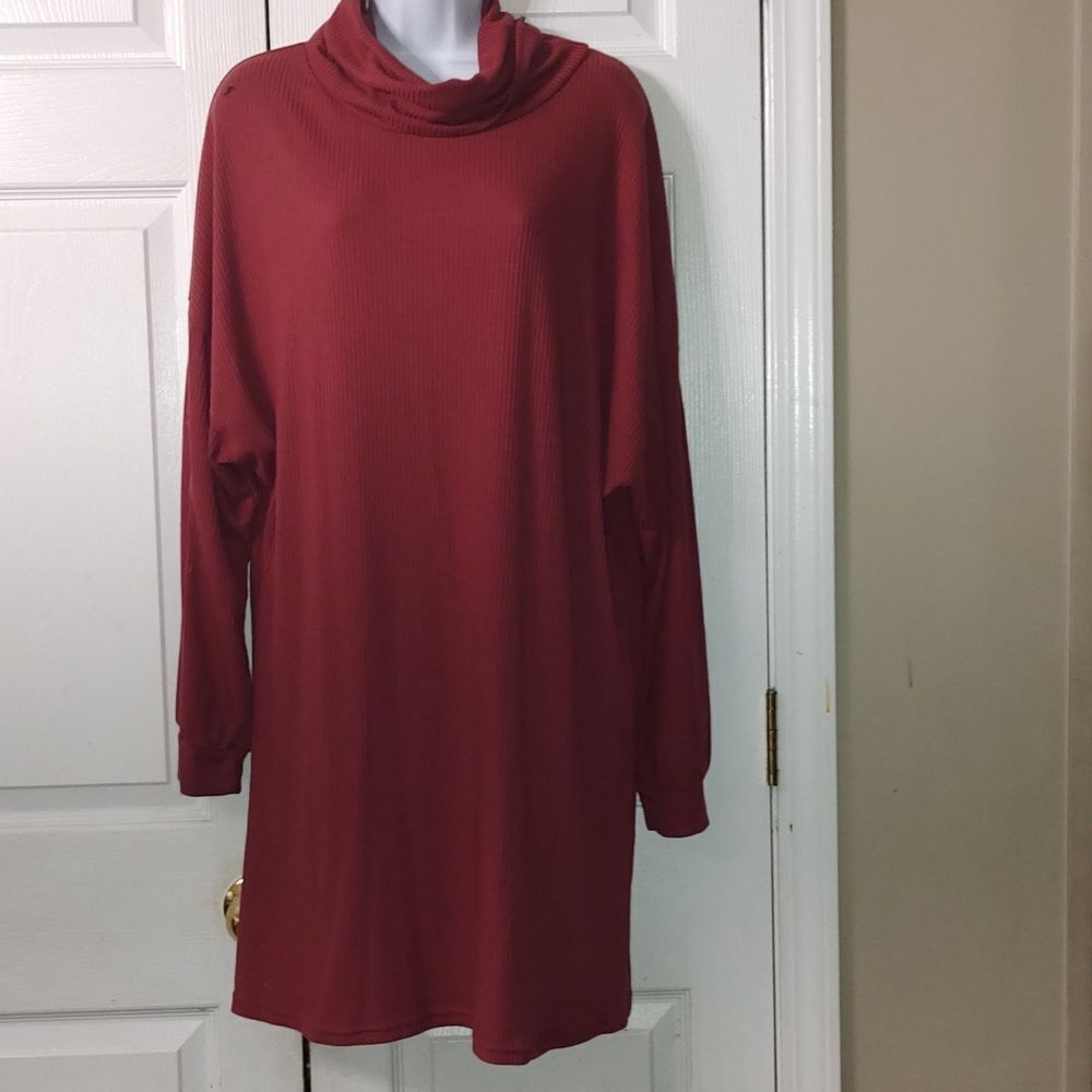 Jordann mauve long sleeve ribbed raglan dress Sz 2XL